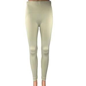 Set Active Cream High Waisted Yoga Workout Running Athletic Leggings Pants Sz L